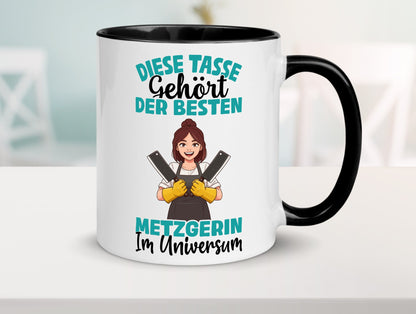 Im Universum: Metzgerin | Fleischerin Geschenk Humor Geschenkidee lustiger Tasse