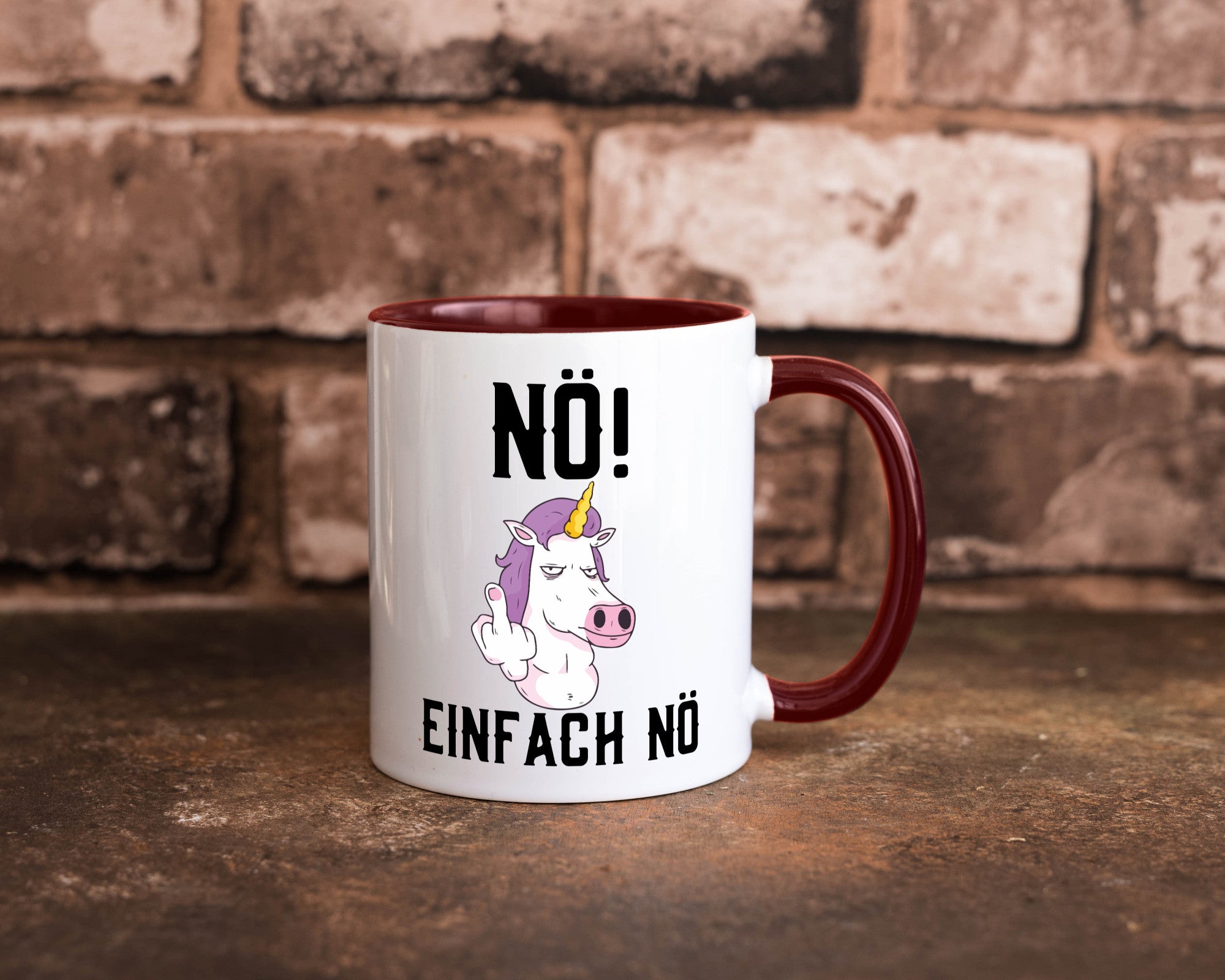 Einfach Nö | Keinen Bock Einhorn Mittelfinger Comic Geschenkidee Humor Tasse