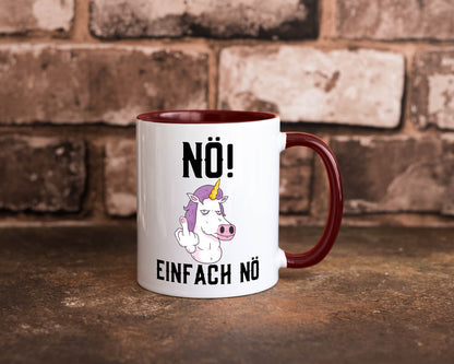 Einfach Nö | Keinen Bock Einhorn Mittelfinger Comic Geschenkidee Humor Tasse