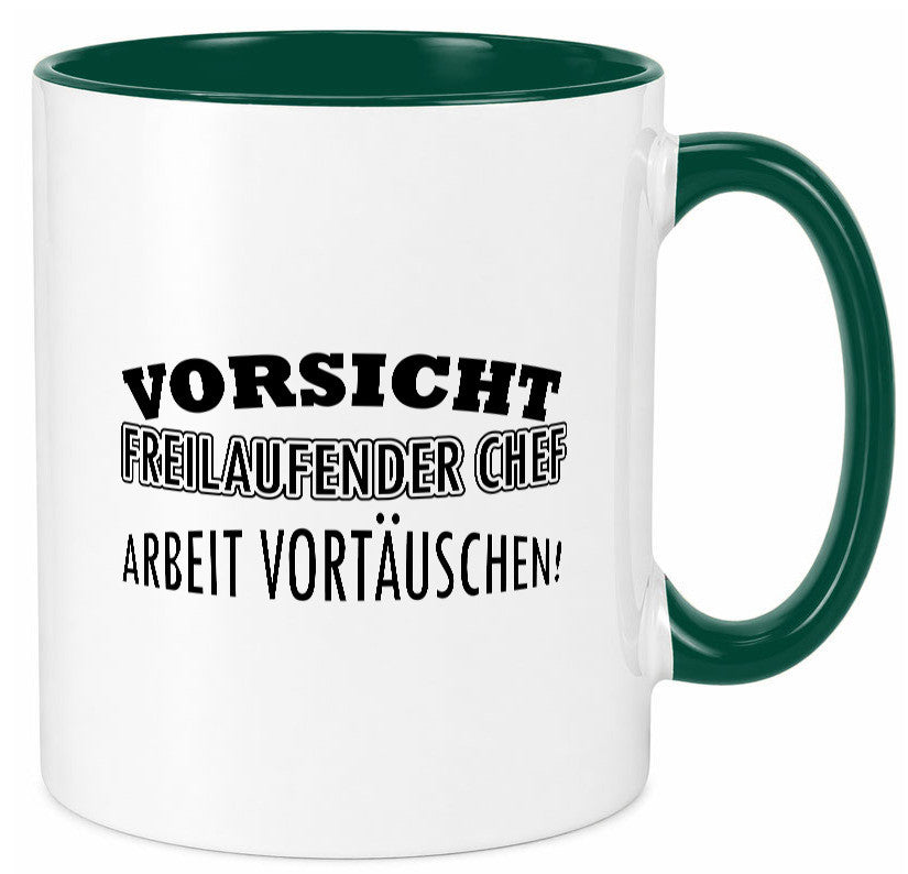 Freilaufender Chef lustig Arbeit Kollegen Büro Geschenk Tasse