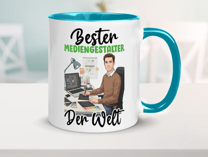 Bester Mediengestalter | Medien v2 Geschenk Humor Geschenkidee lustiger Spruch Tasse