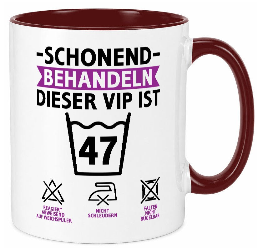 47 Geburtstag | schonend behandeln Jahre v2 Geschenkidee Humor Tasse