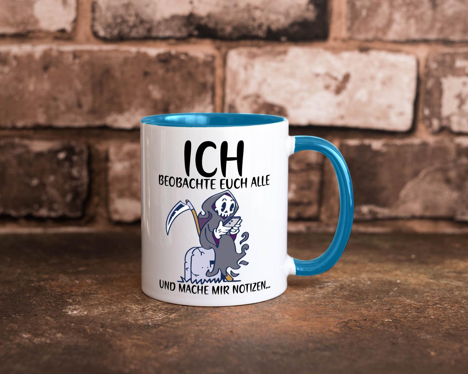 Ich beobachte euch | Sensenmann Sense Skelett Humor Geschenkidee Tasse