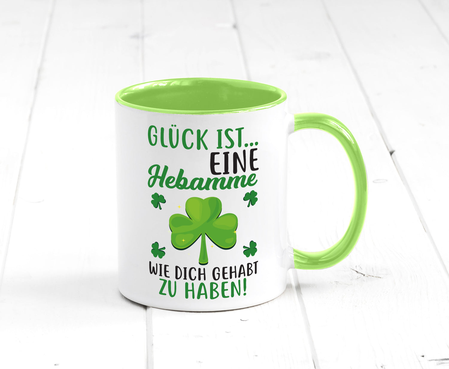 Hebamme Dankeschön | Dankes Tasse Kleeblätter Glück Humor Geschenkidee
