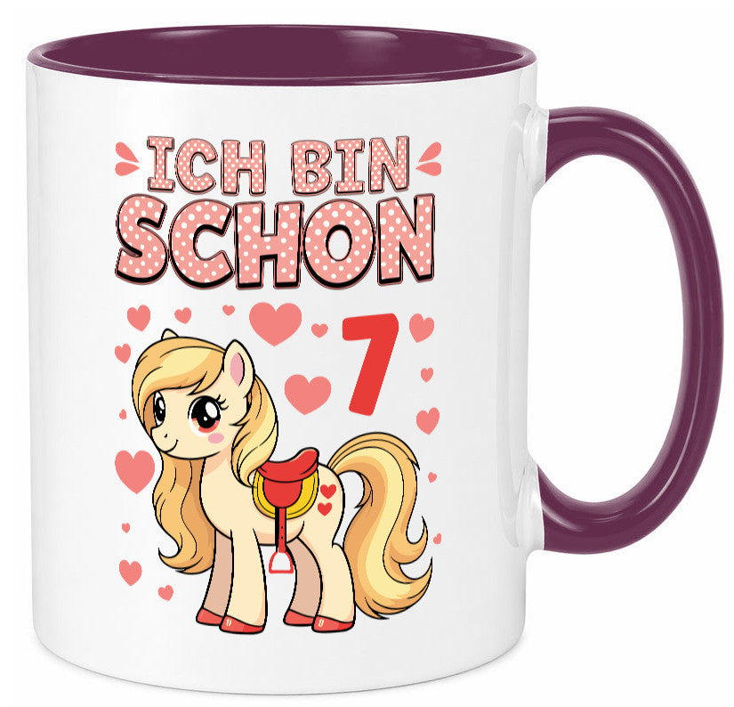 7. Geburtstag | 7 Jahre Mädchen Reiten Pony lustiger Spruch Geschenk Tasse