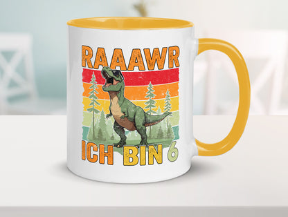 6. Geburtstag | 6 Jahre rarrrr ich bin Dinosaurier Humor Geschenkidee Tasse