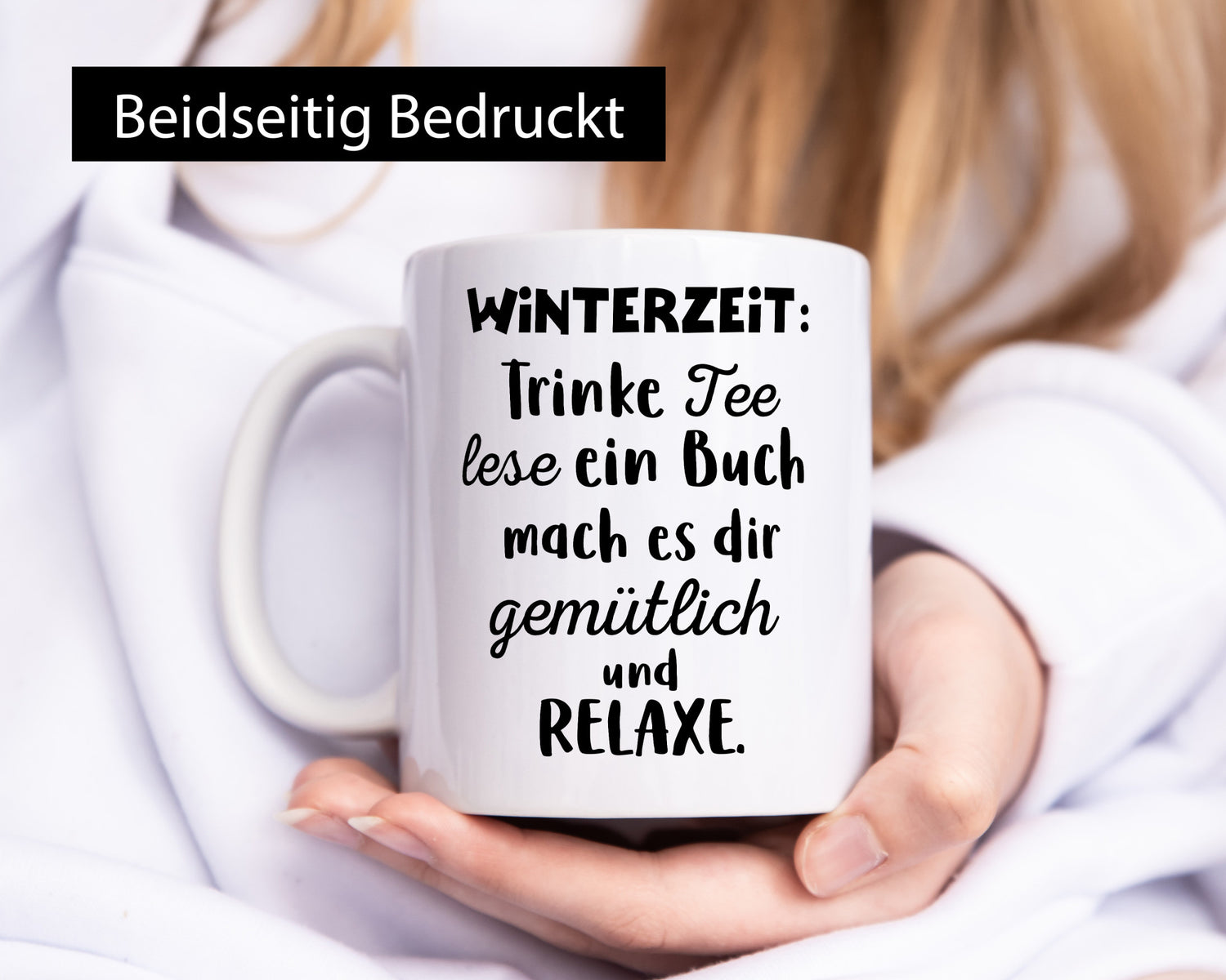 Winterzeit Trinke Tee und mach es dir Gemütlich Geschenkidee Humor Tasse