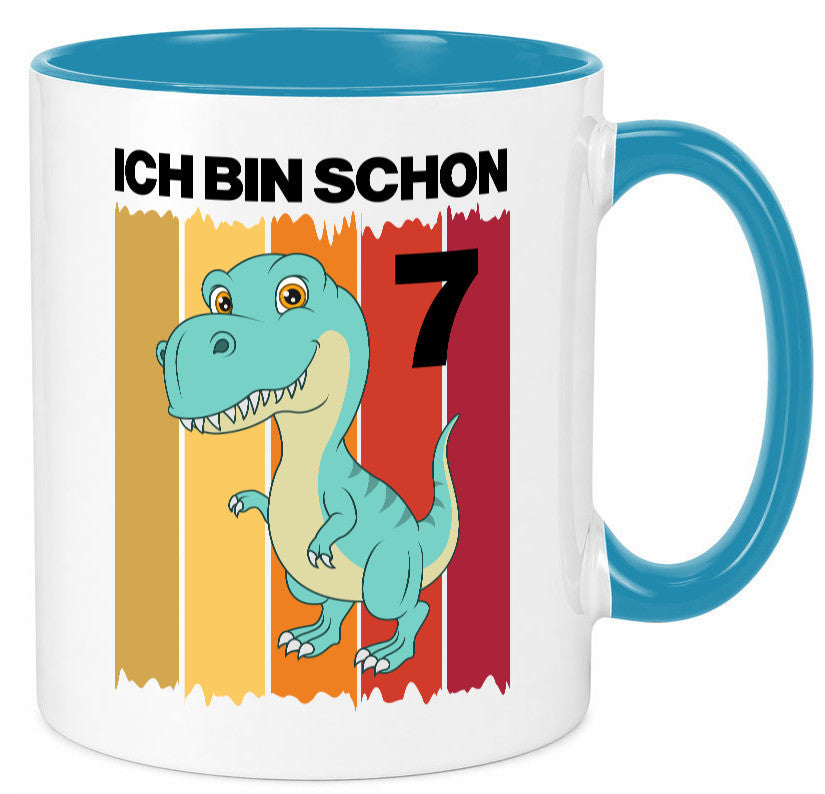 7. Geburtstag | 7 Jahre Dinosaurier lustiger Spruch Geschenk Geschenkidee Tasse