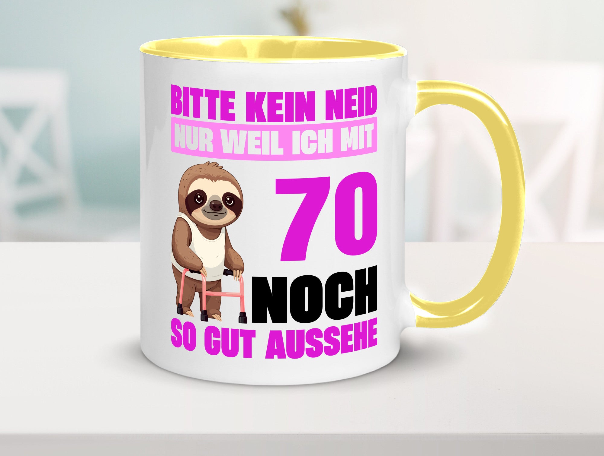70. Geburtstag | Bitte kein neid Faultier 70 Jahre v2 Humor Geschenkidee Tasse