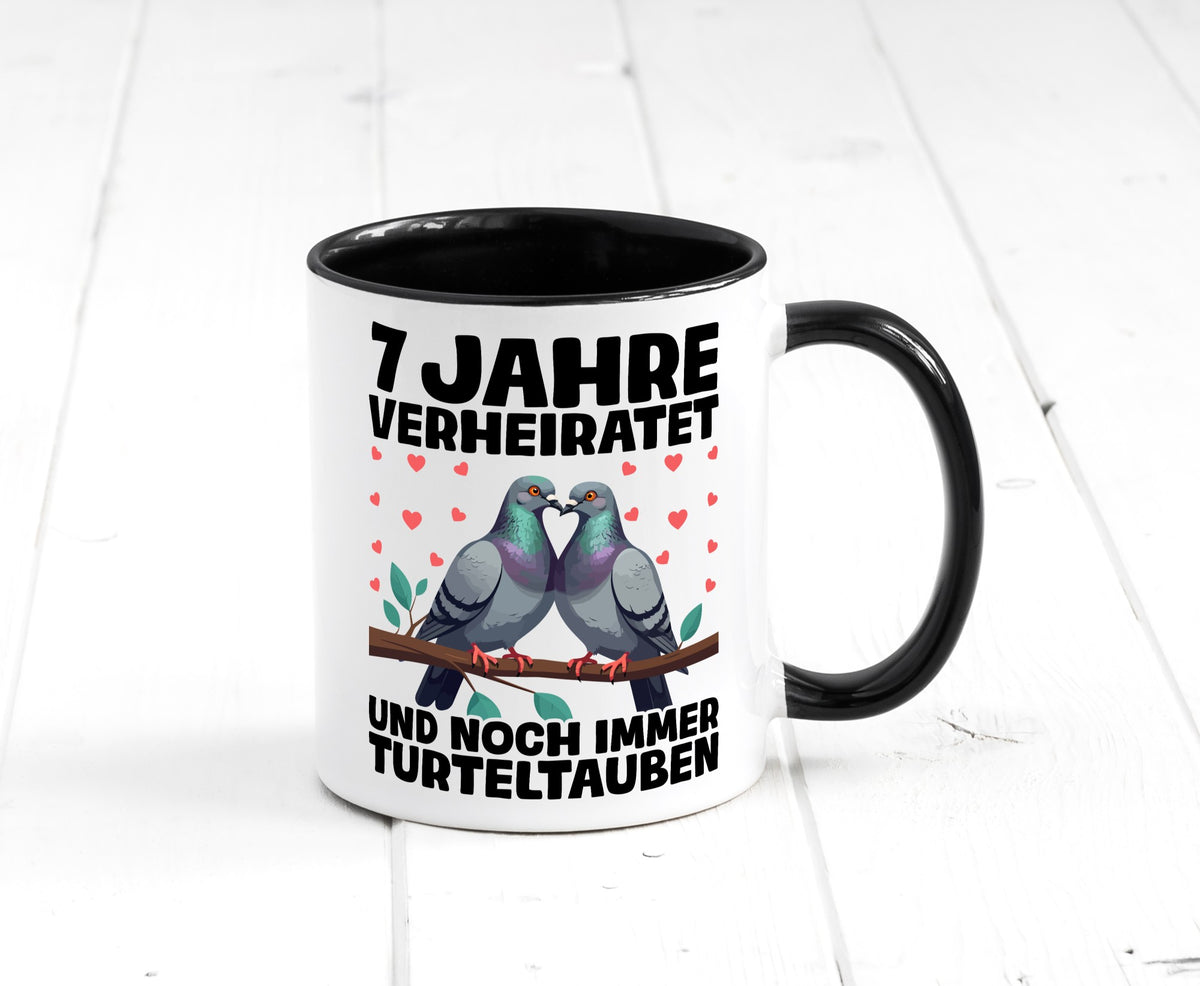 7 Jahre verheiratet | Turteltauben Ehe Ehepaar Geschenkidee Humor Tasse