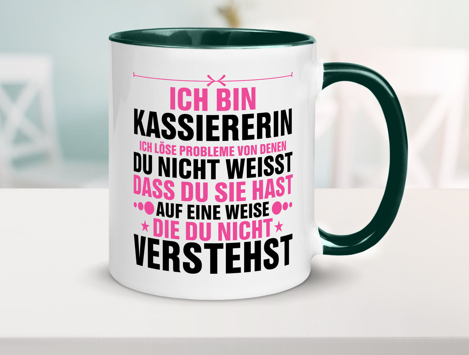Löse Probleme: Kassiererin v2 lustiger Spruch Geschenk Humor Geschenkidee Tasse