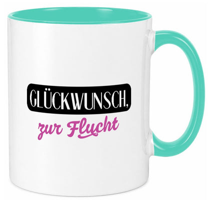 Glückwunsch zur Flucht | Kollegen Jobwechsel Abschied v2 Geschenk Arbeit Büro Tasse