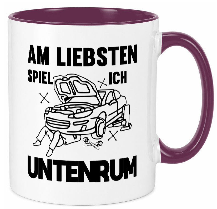 Am liebsten spiele ich untenrum | Autowektstatt lustiger Spruch Geschenk Humor Tasse