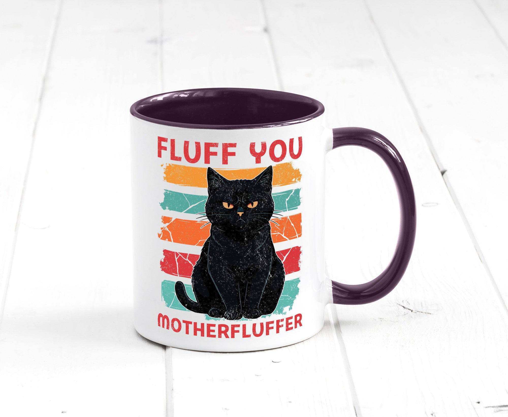 Fluff you Motherfluffer | Schwarze Katze Böse Humor Tierliebhaber Geschenkidee