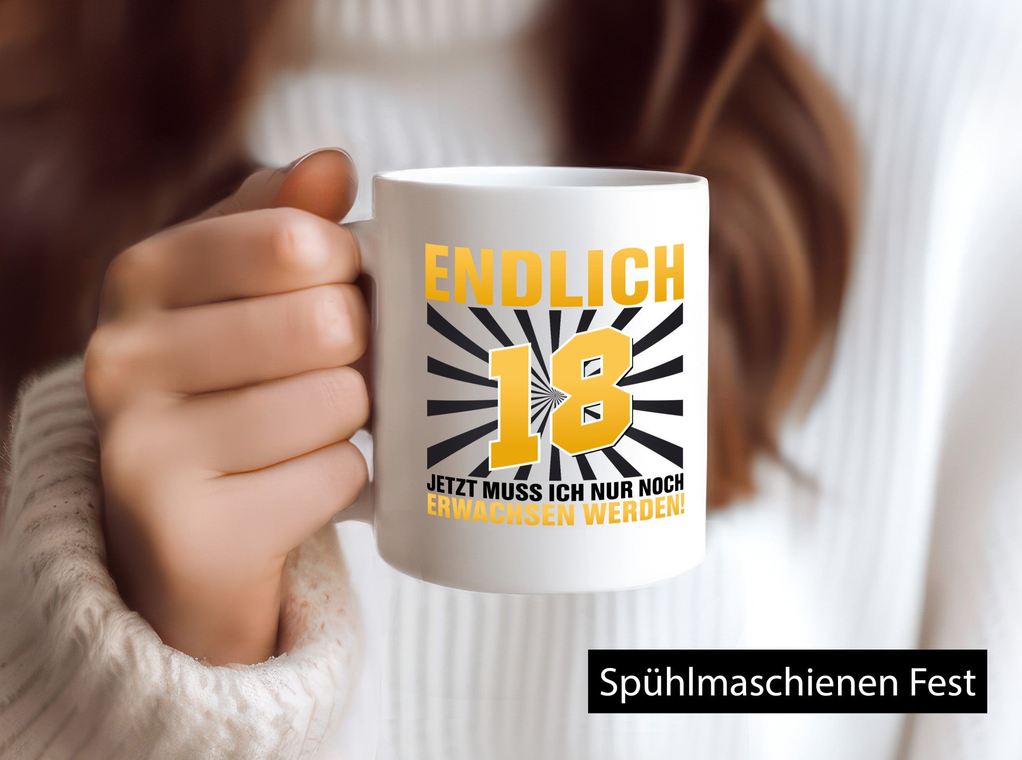 Endlich 18 Geschenkidee Humor Tasse