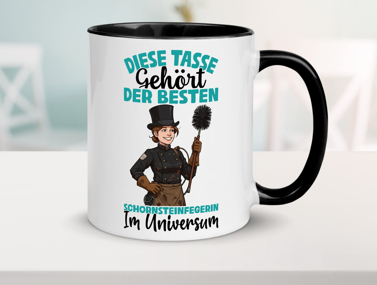 Im Universum: Schornsteinfegerin | Kaminkehrer lustiger Spruch Geschenk Humor Tasse