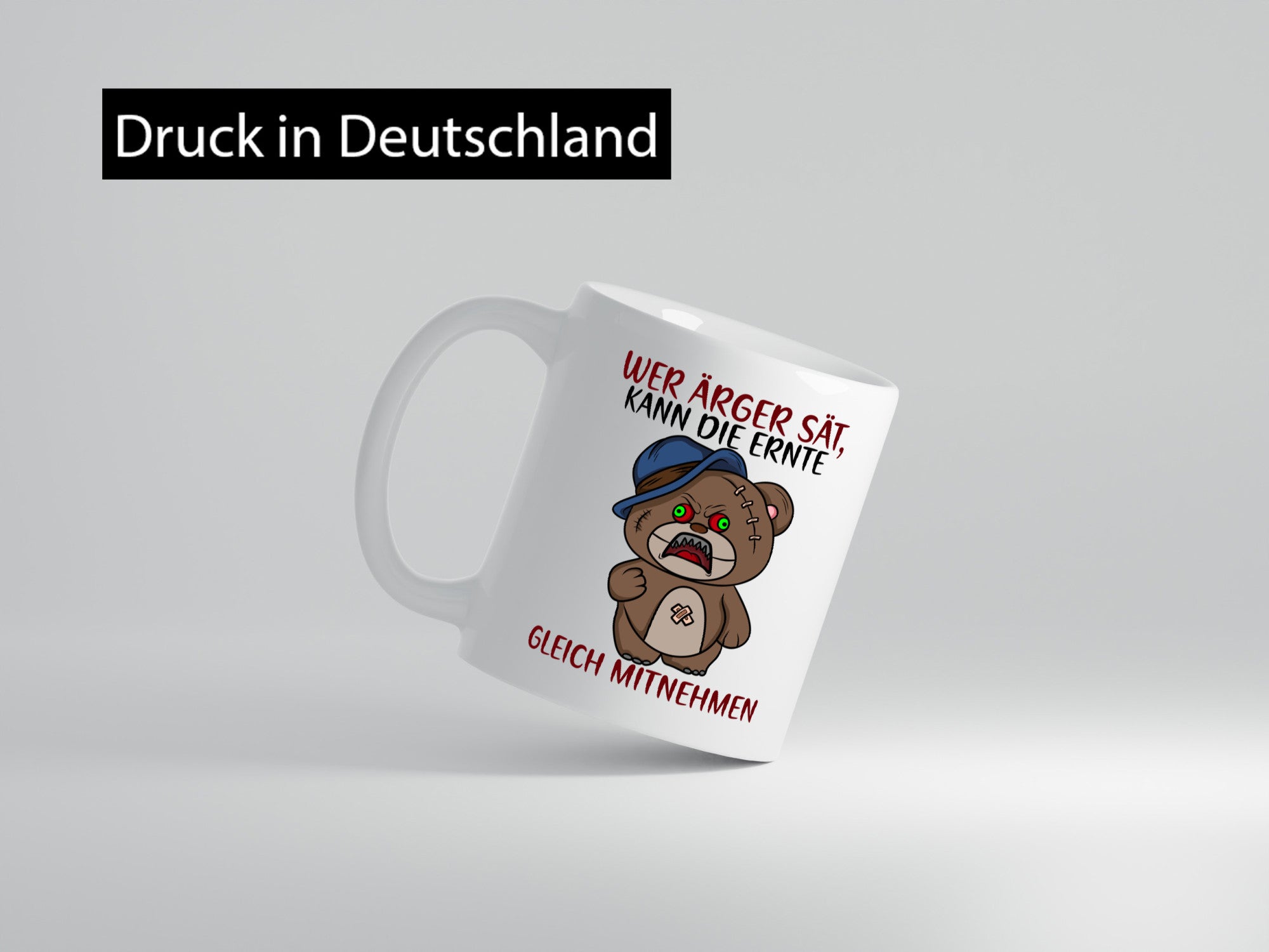 Wer Ärger sät | wütender Bär Comic frecher Spruch Humor Geschenkidee Tasse