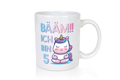 Baam!! Ich bin 5 | Einhorn Geschenkidee Humor Tasse