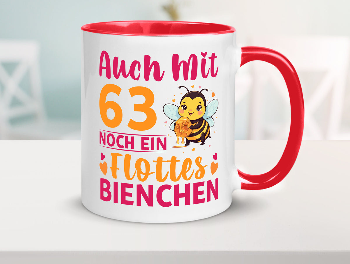 63. Geburtstag | Flottes Bienchen 63 Jahre lustiger Spruch Geschenk Tasse
