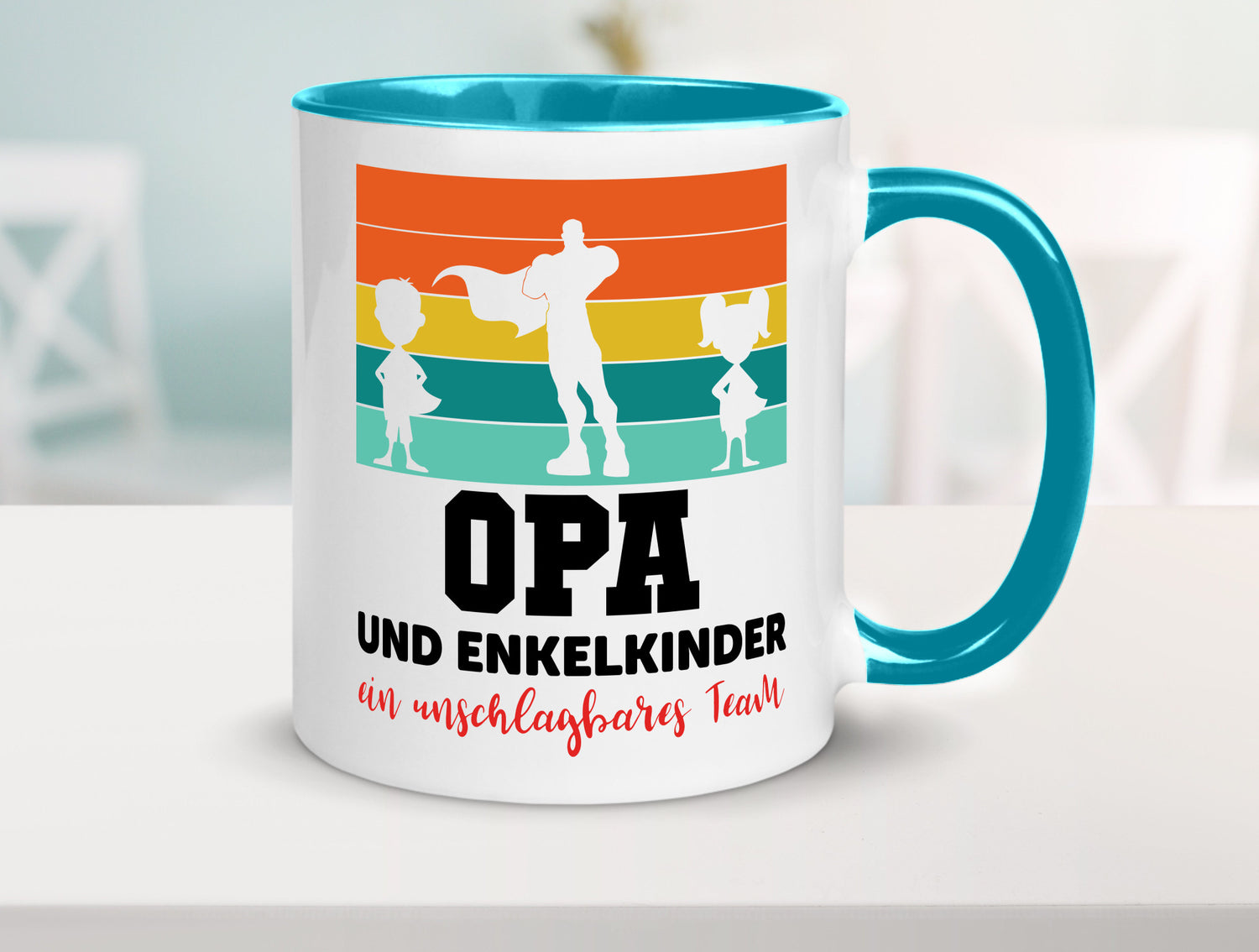 Opa und Enkelkinder ein unschlagbares Team Geschenkidee Familie Humor Tasse