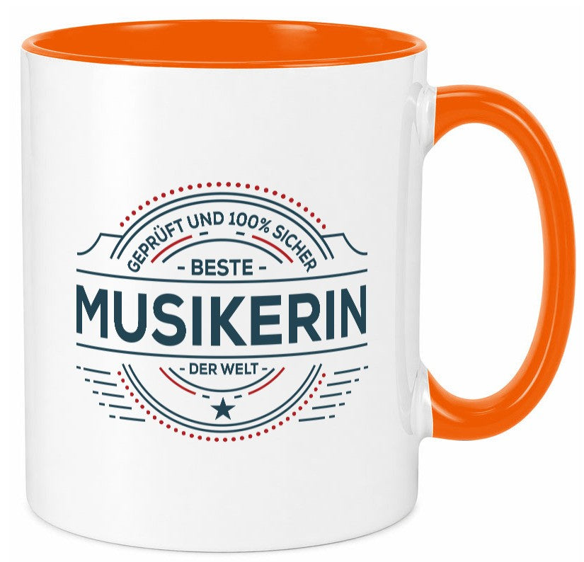 Geprüft und sicher: Musikerin | Musik Musikantin lustig Humor Geschenkidee Tasse