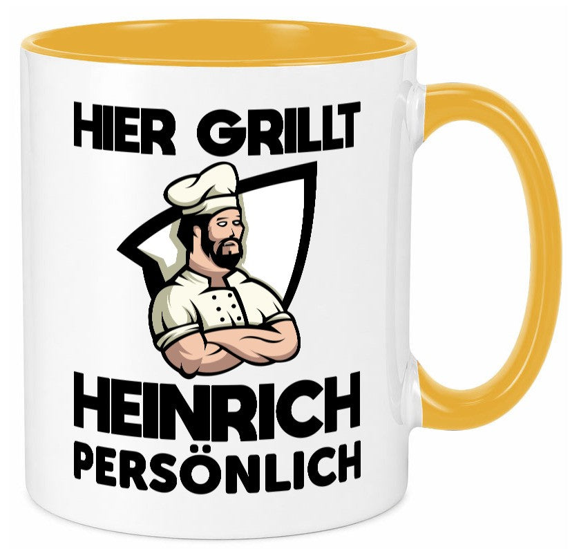 Hier Grillt Heinrich Persönlich | Grillmeister Geschenk Humor Geschenkidee Tasse