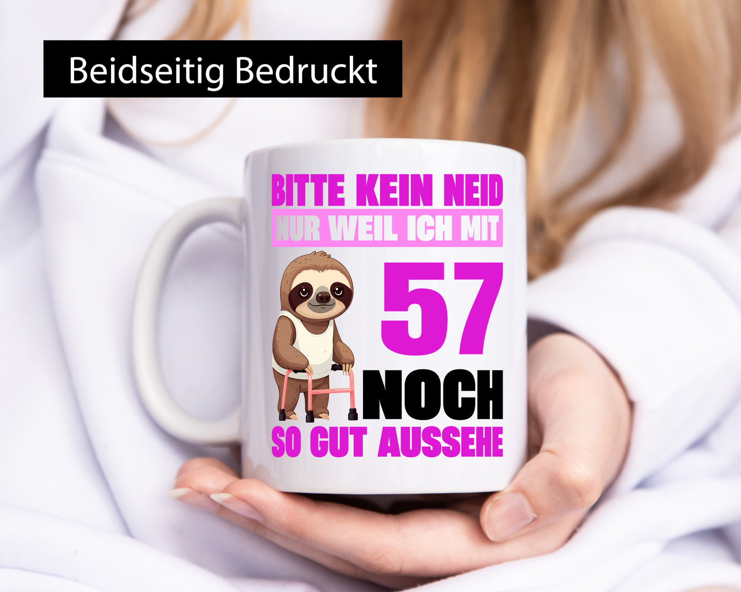 57. Geburtstag | Bitte kein neid Faultier 57 Jahre Humor Geschenkidee Tasse