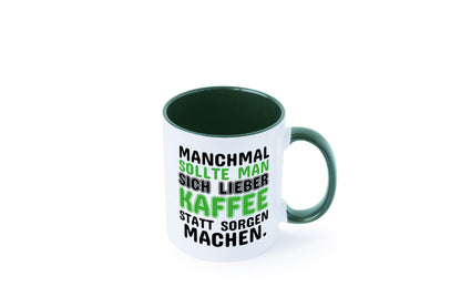 Kaffee statt sorgen lustiger Spruch Geschenk Humor Geschenkidee Tasse