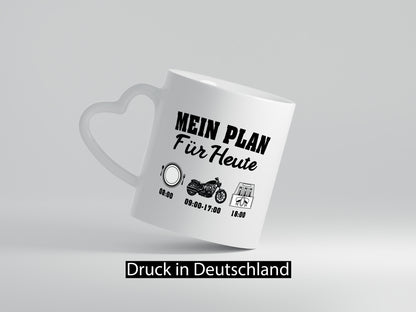 Mein Plan für heute | Frühstück Motorrad Trinken Humor Geschenkidee Tasse