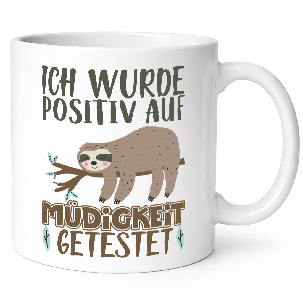 Positiv auf Müde getestet lustiger Spruch Geschenk Humor Geschenkidee Tasse