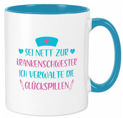 Krankenschwester verwaltet Glückspille | Herzschlag |Spritze lustig Humor Tasse