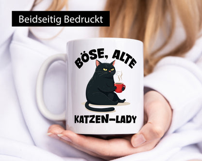 Böse alte Katzen Lady | Schwarze Katze lustiger Spruch Geschenk Tierliebhaber