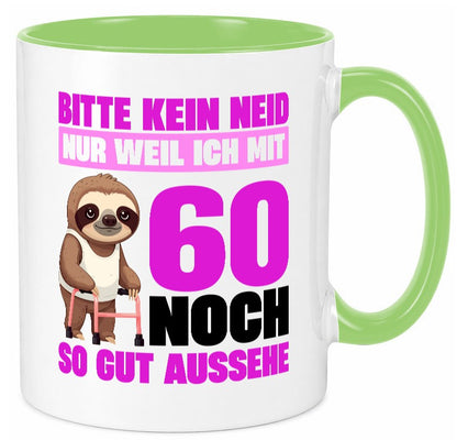 60. Geburtstag | Bitte kein neid Faultier 60 Jahre v2 Geschenk Geschenkidee Tasse