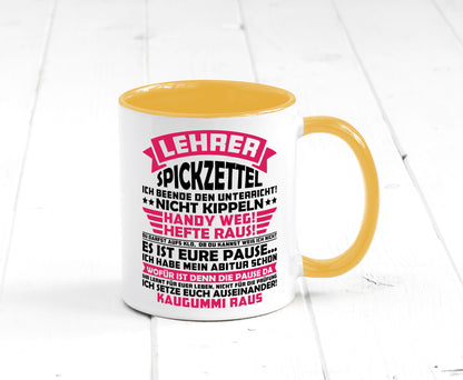Lehrer Spickzettel | Beruf Tasse lustiger Spruch vl8 Geschenkidee Arbeit