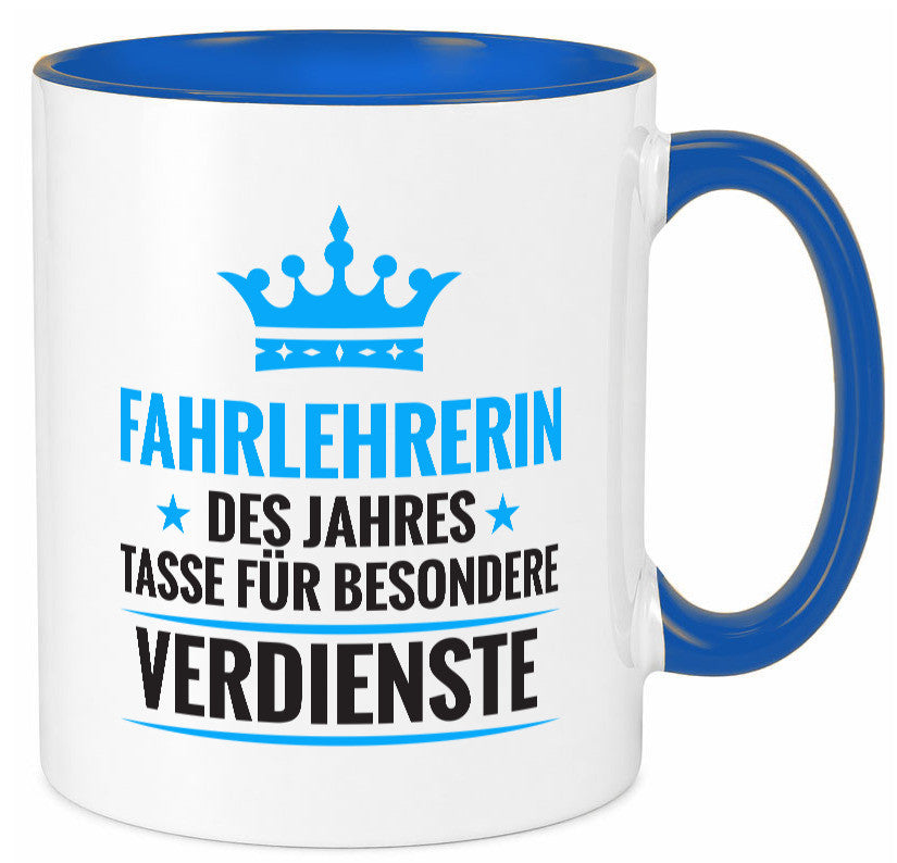 Besonderer Verdienst: Fahrlehrerin| Fahrschule lustiger Spruch Geschenk Humor Tasse
