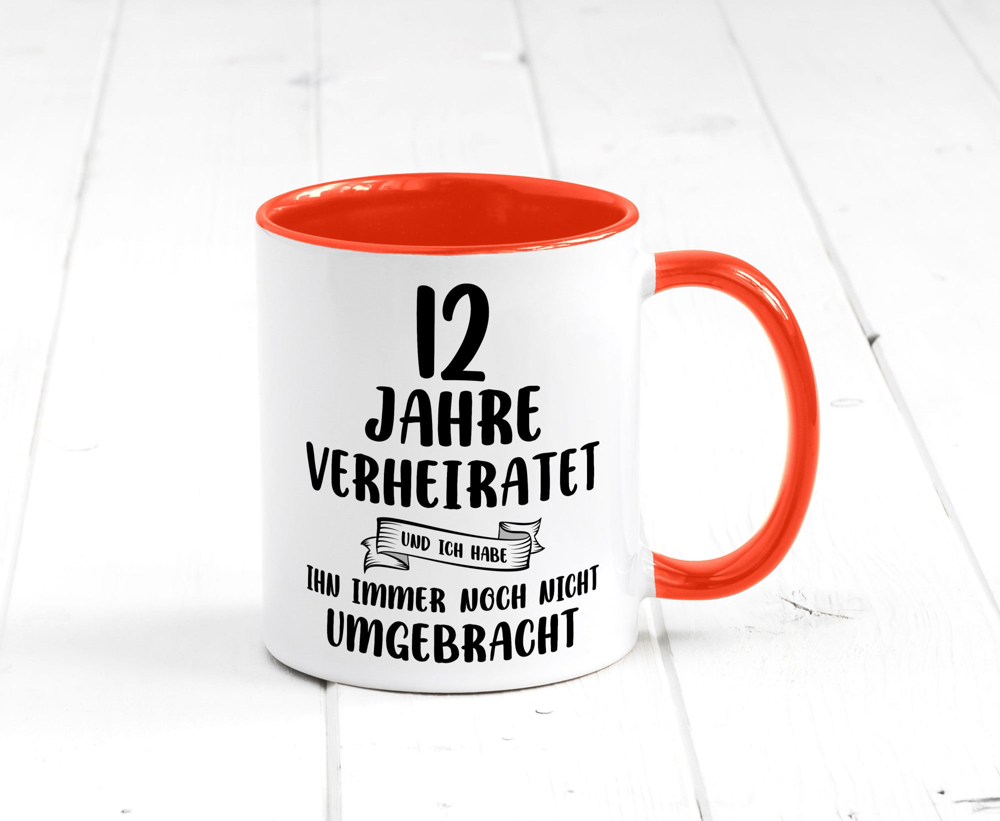 12 Jahre Verheiratet, immer noch am Leben! Geschenkidee Humor Tasse
