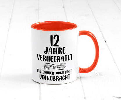 12 Jahre Verheiratet, immer noch am Leben! Geschenkidee Humor Tasse