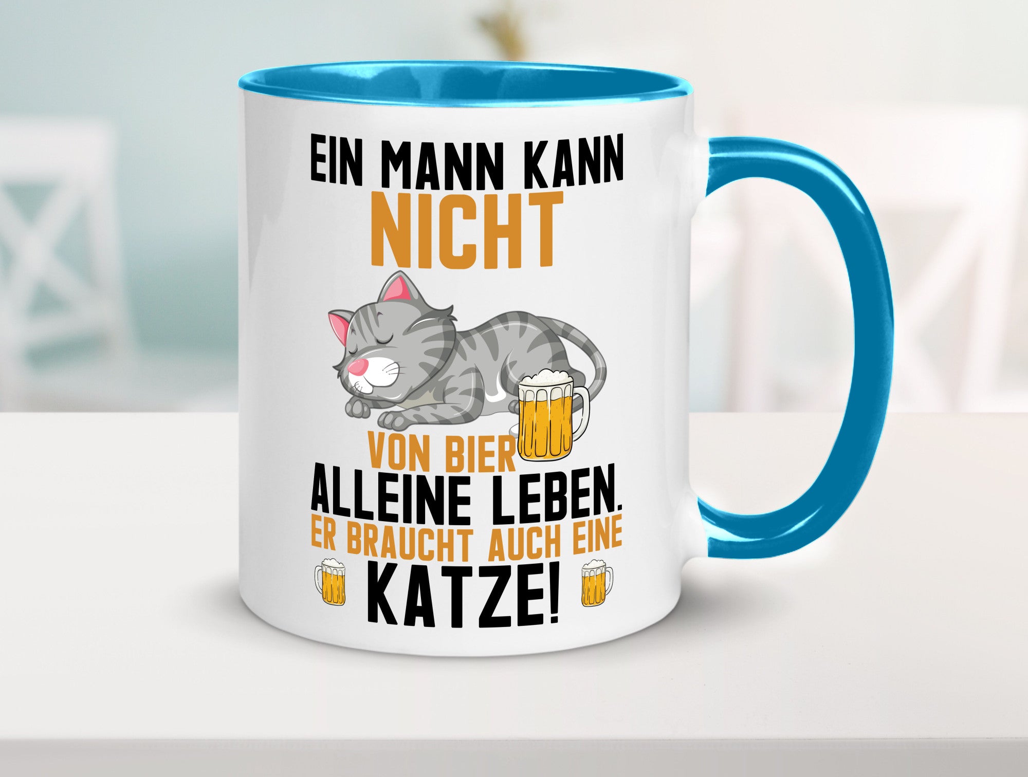 Von Bier leben | Mann braucht eine Katze Katzenliebhaber Geschenk Tierliebhaber