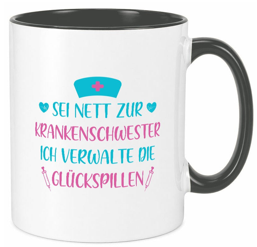 Krankenschwester verwaltet Glückspille | Herzschlag |Spritze lustig Humor Tasse