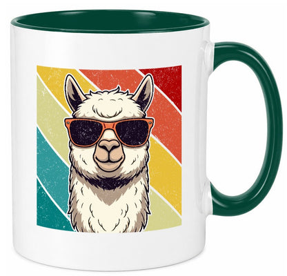 Lama | Retro Alpaka mit Sonnenbrille Geschenk Humor Geschenkidee lustiger Tasse
