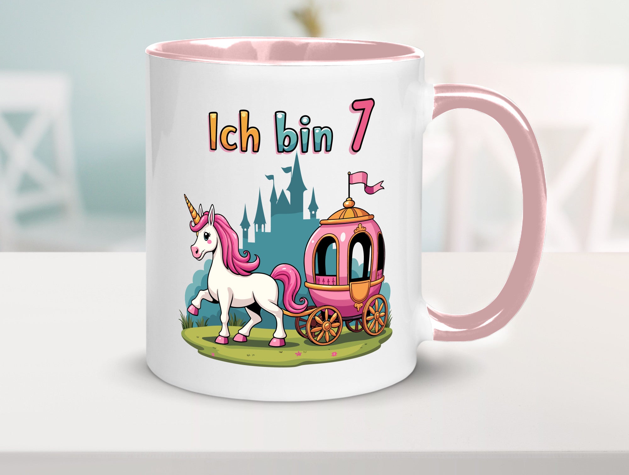 7. Geburtstag | Prinzessin in Kutsche Einhorn lustiger Spruch Geschenk