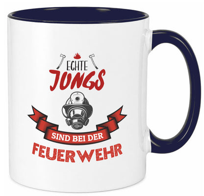 Echte Jungs sind bei der Feuerwehr | Feuerwehrmann lustiger Spruch Geschenk Tasse