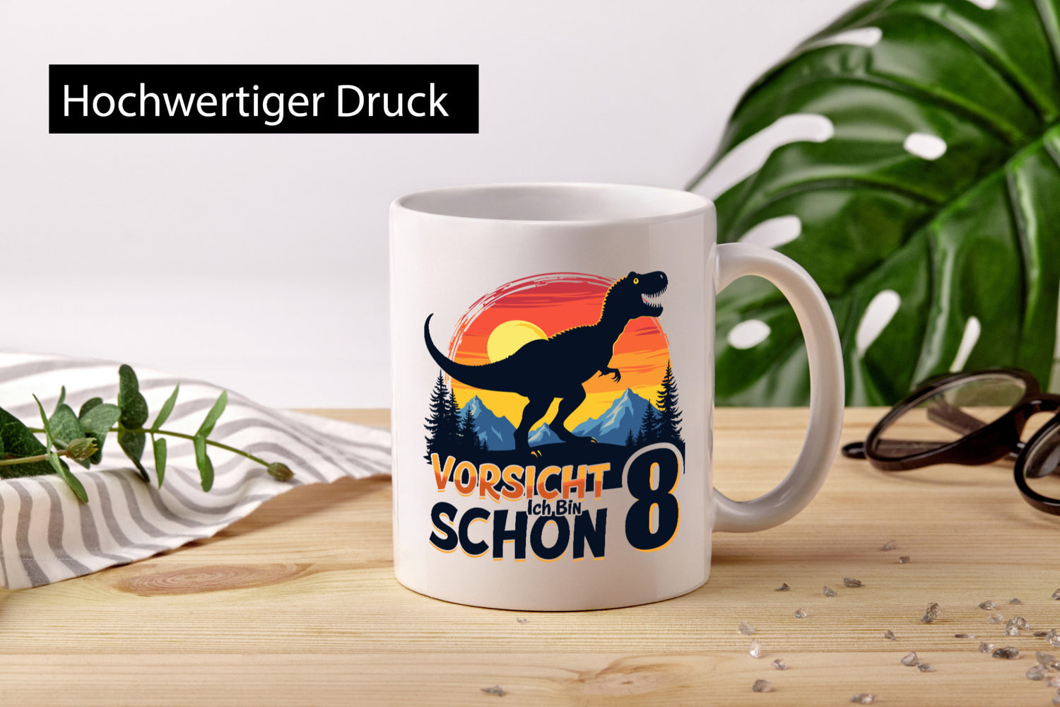 8. Geburtstag | 8 Jahre Dinosaurier v3 lustig Geschenkidee Geschenk Tasse
