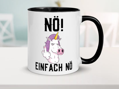 Einfach Nö | Keinen Bock Einhorn Mittelfinger Comic Geschenkidee Humor Tasse