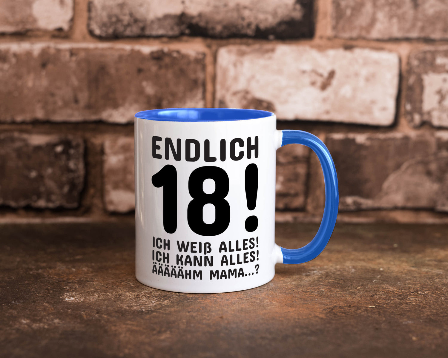Endlich 18 | Geburtstag Tasse volljährig Erwachsen lustig Geschenkidee Geschenk