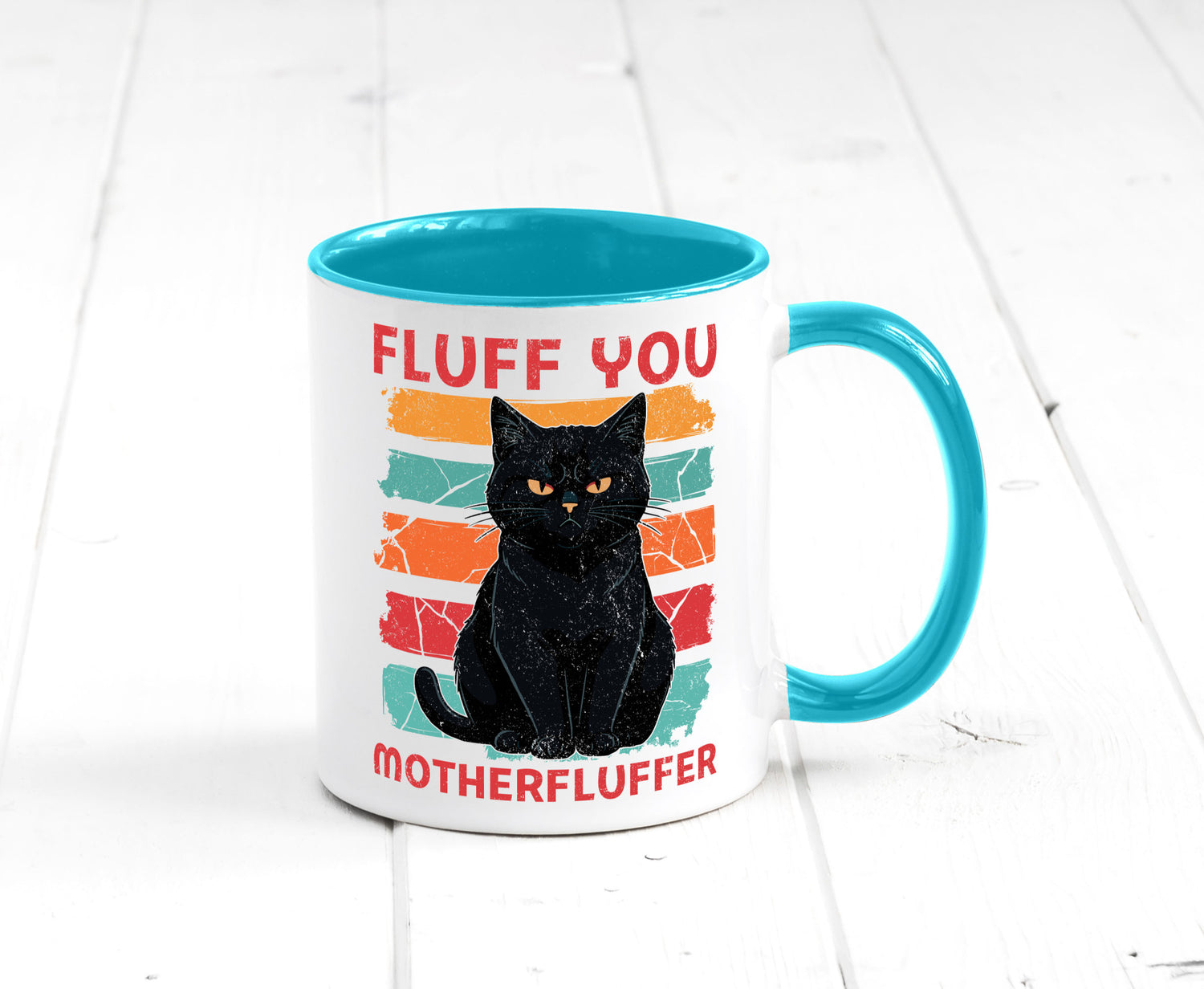 Fluff you Motherfluffer | Schwarze Katze Böse Humor Tierliebhaber Geschenkidee
