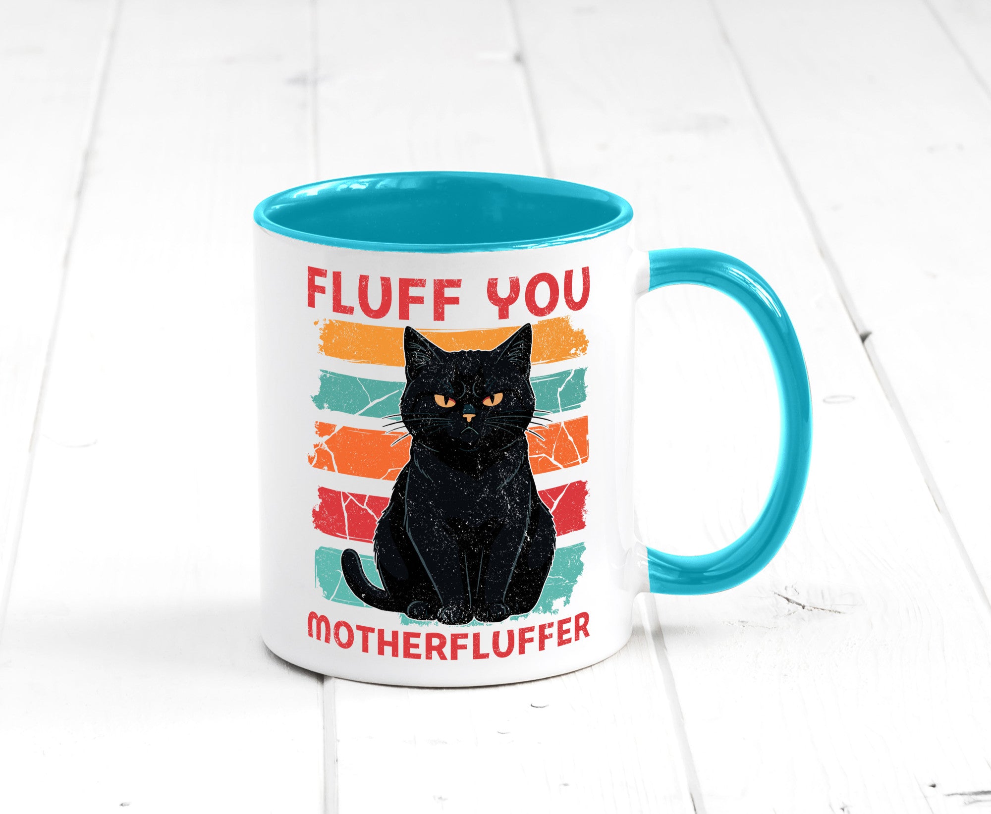 Fluff you Motherfluffer | Schwarze Katze Böse Humor Tierliebhaber Geschenkidee