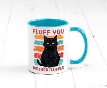Fluff you Motherfluffer | Schwarze Katze Böse Humor Tierliebhaber Geschenkidee