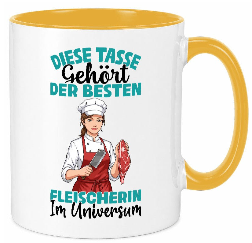 Im Universum: Fleischerin | Schlachterei lustiger Spruch Geschenk Humor Tasse