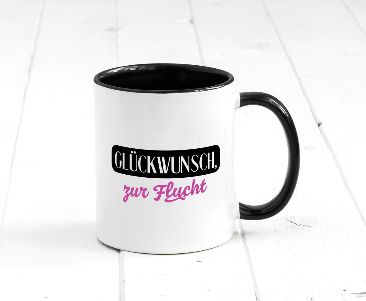 Glückwunsch zur Flucht | Kollegen Jobwechsel Abschied v2 Geschenk Arbeit Büro Tasse